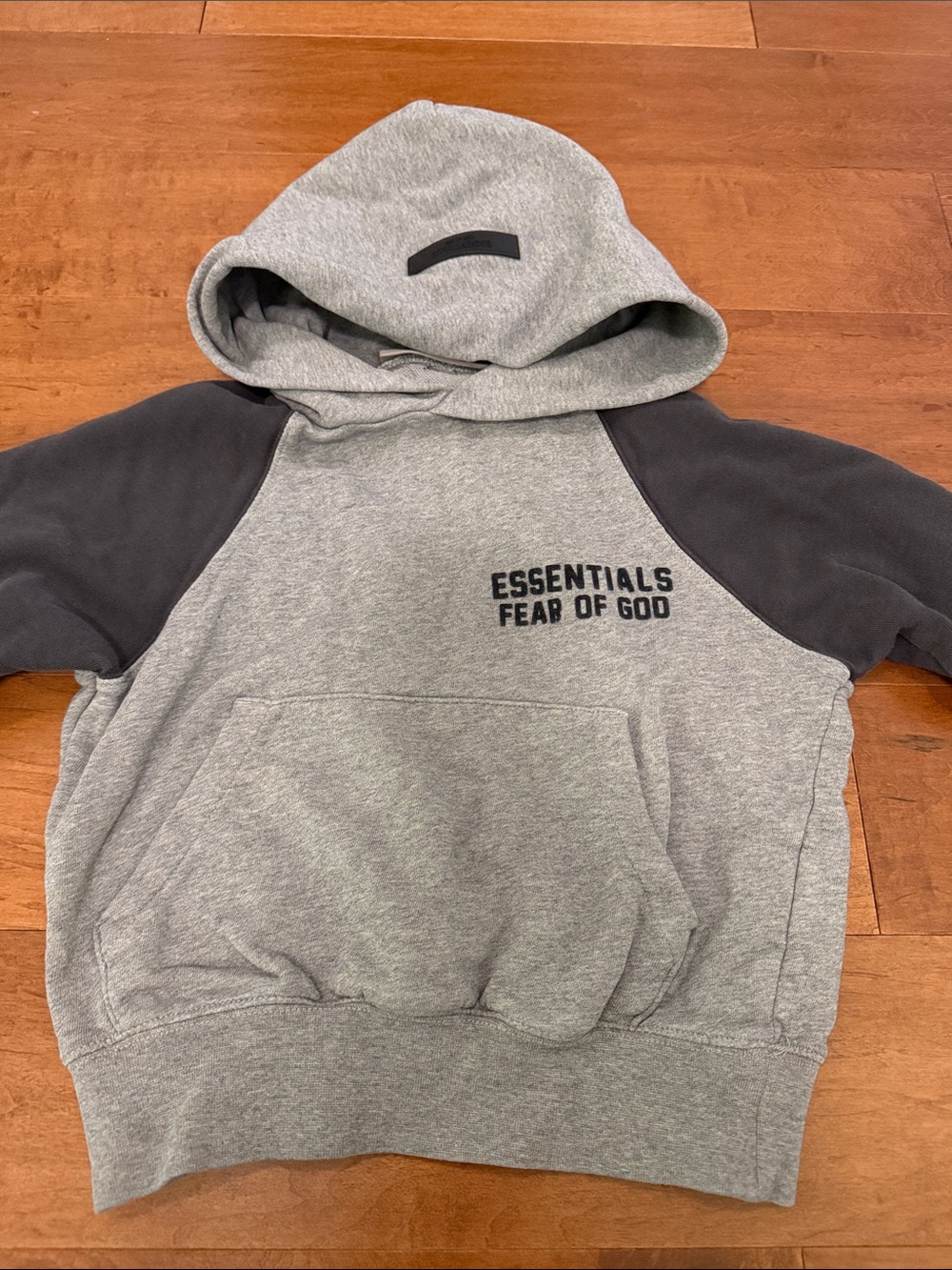 Essentials Fear of God Kids Two-Tone Gray & Charcoal Hoodie